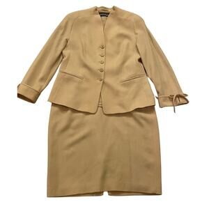 Vintage Louis Féraud Designer Wool Skirt Suit 12 | Altered Waist, St. John Style